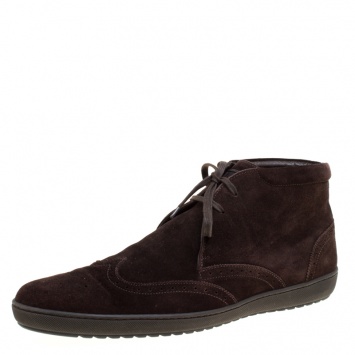 Pre Owned Louis Vuitton Brown Suede Sneaker Boots Size 43.5