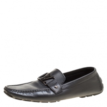 Pre Owned Louis Vuitton Black Leather Monte Carlo Loafers Size 44