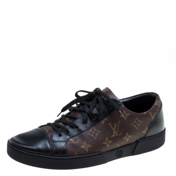 Pre Owned Louis Vuitton Monogram/Black Canvas and Leather Match Up Sneaker Size 42.5