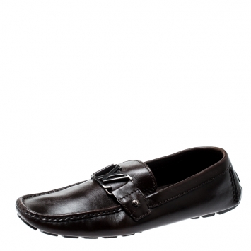 Pre Owned Louis Vuitton Brown Leather Monte Carlo Loafers Size 43