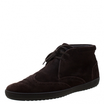 Pre Owned Louis Vuitton Brown Suede Sneaker Boots Size 40