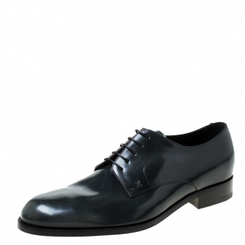 Pre Owned Louis Vuitton Dark Grey Leather Lace Up Derby Size 43