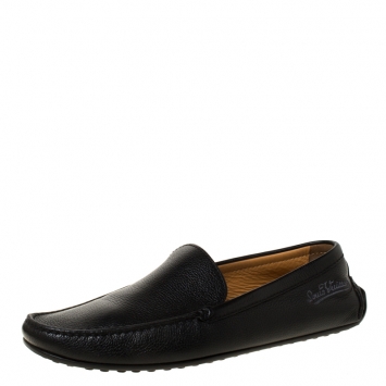Pre Owned Louis Vuitton Black Leather Slip On Loafers Size 42.5