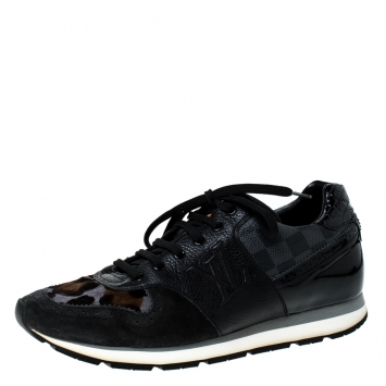 Pre Owned Louis Vuitton Black Mix Media Lace Up Sneakers Size 42
