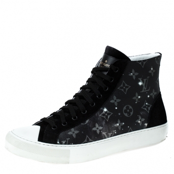 Pre Owned Louis Vuitton Monogram Canvas And Suede High Top Lace Up Sneakers Size 41