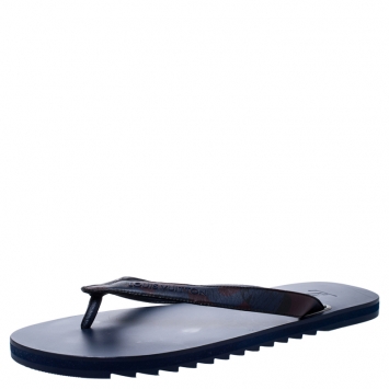 Pre Owned Louis Vuitton Blue Leather And Rubber Molitor Thong Flip Flops Size 42