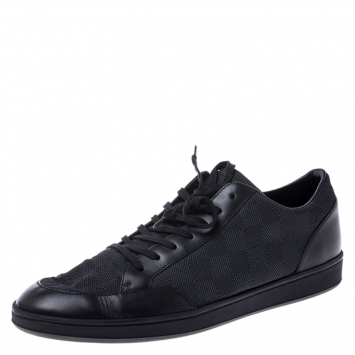 Pre Owned Louis Vuitton Damier Graphite Nylon and Leather Offshore Sneakers Size 43