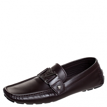Pre Owned Louis Vuitton Burgundy Leather Monte Carlo Loafers Size 41