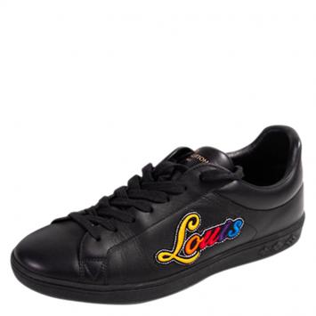 Pre Owned Louis Vuitton Black Leather Luxembourg Sneakers Size 42