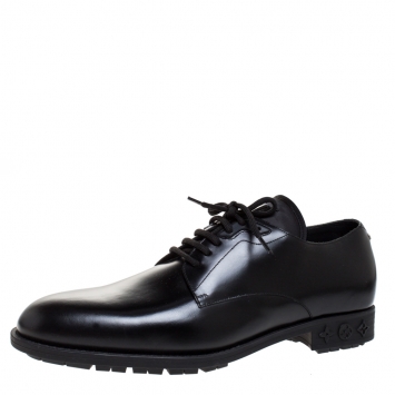 Pre Owned Louis Vuitton Black Leather Lace Up Derby Size 42
