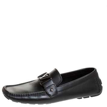 Pre Owned Louis Vuitton Black Leather Monte Carlo Loafers Size 43