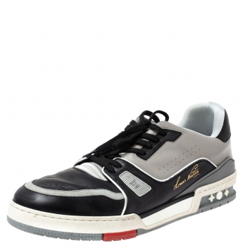 Pre Owned Louis Vuitton Black/Grey Leather LV Trainer Sneakers Size 44