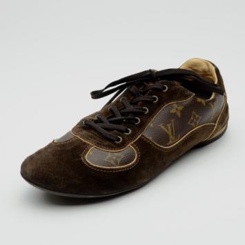 Pre Owned Louis Vuitton Brown Offshore Sneakers In Mix Patchwork Size 43