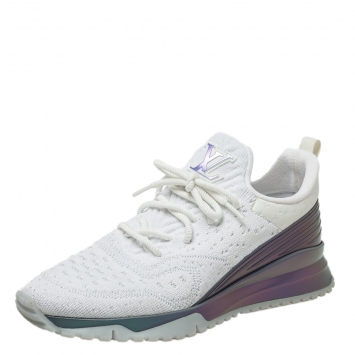 Pre Owned Louis Vuitton White Knit Fabric Aftergame Lace Up Sneakers Size 41.5 