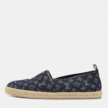 Pre Owned Louis Vuitton Navy Blue Monogram Denim Starboard Espadrille Loafers Size 39  