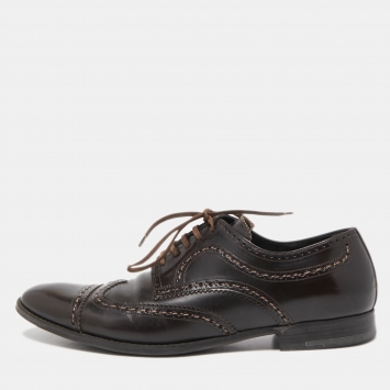 Pre Owned Dolce & Gabbana Brown Brogue Leather Lace Up Derby Size 41