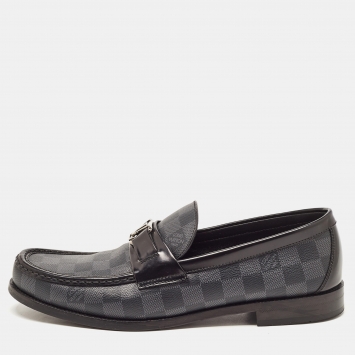 Pre Owned Louis Vuitton Damier Graphite Canvas and Leather Major Loafers Size 43