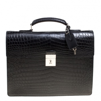 Pre Owned Louis Vuitton Black Crocodile Robusto Briefcase