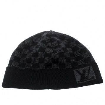 Pre Owned Louis Vuitton Graphite Damier Petite Wool Beanie