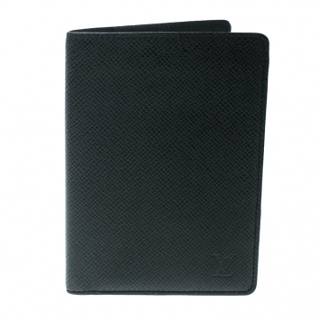 Pre Owned Louis Vuitton Black Taiga Leather Passport Cover