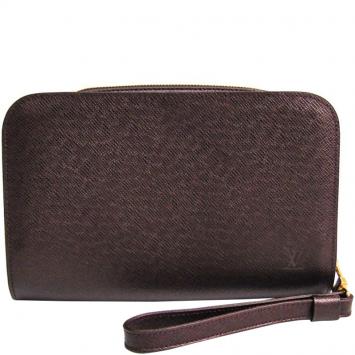 Pre Owned Louis Vuitton Burgundy Taiga Leather Pochette Baikal Clutch Bag
