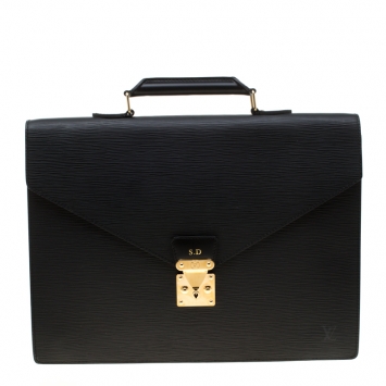 Pre Owned Louis Vuitton Black Epi Leather Serviette Conseiller Business Briefcase