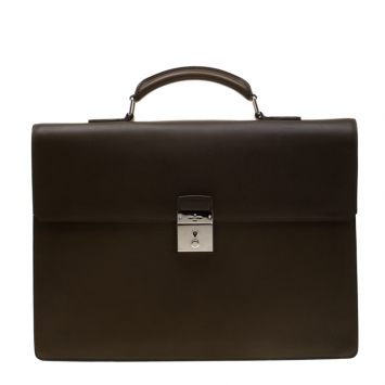 Pre Owned Louis Vuitton Olive Green Leather Robusto I Briefcase 