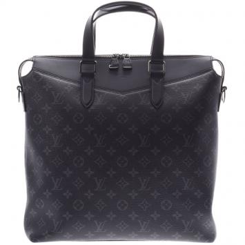 Pre Owned Louis Vuitton Black Monogram Canvas Leather Eclipse Briefcase