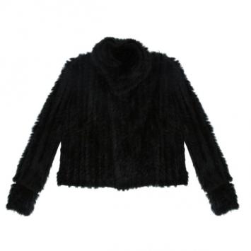 Pre Owned Marc by Marc Jacobs Black Rabbit Fur Jacket S