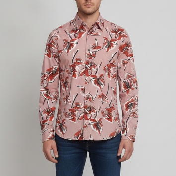 Pre Owned Marni Pink Leaf Print Cotton Long Sleeve Shirt L 