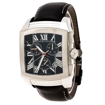 Pre Owned Mauboussin Black Stainless Steel Delit 906 Chronograph Men's Wristwatch 42 mm
