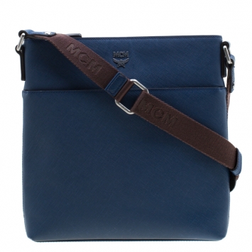 Pre Owned MCM Blue Leather Ottamar Messenger Bag