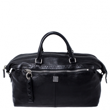 Pre Owned MCM Black Leather Duffle Bag                    
