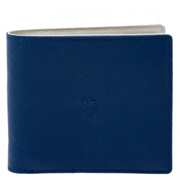 Pre Owned MCM Blue Leather Bifold Wallet