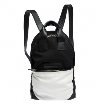 Pre Owned McQ by Alexander McQueen Black/White Nylon and Leather Pocket Backpack