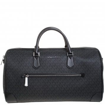 Pre Owned Michael Kors Black Signature Coated Canvas XL Travel Duffle Bag