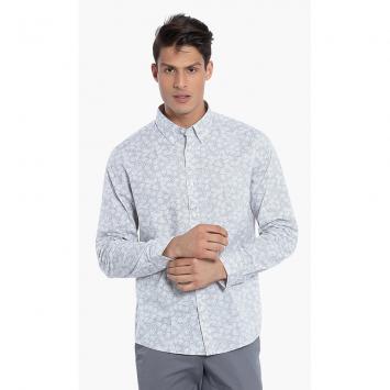 Pre Owned Michael Kors Grey Slim Fit Stretch Floral Print Long Sleeves Shirt S