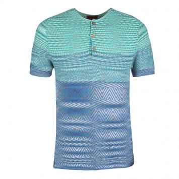 Pre Owned Missoni Multicolor Textured Knit Short Sleeve Henley T-Shirt M