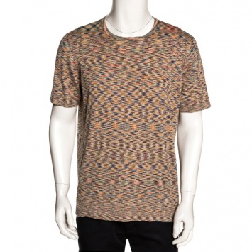 Pre Owned Missoni Mulitcolor Abstract Printed Knit T Shirt L 