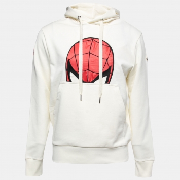 Pre Owned Moncler X Marvel White Cotton Spiderman Hooded Sweatshirt M