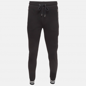 Pre Owned Moncler Black Cotton Knit Sweat Pants S