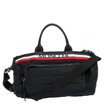 Pre Owned Moncler Black Neoprene and Leather Duffel Bag