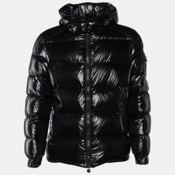 Pre Owned Moncler Black Synthetic Quilted Hooded Maya Jacket XXL