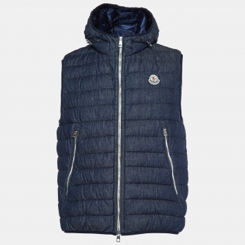 Pre Owned Moncler Navy Blue Cotton Quilted Puffer Vest M
