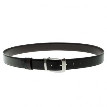 Pre Owned Montblanc Black/Brown Leather Reversible Buckle Belt 90 CM