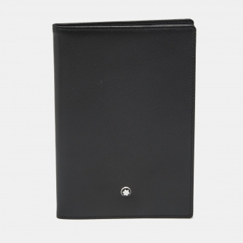 Pre Owned Montblanc Meisterstuck Passport Holder Black Leather
