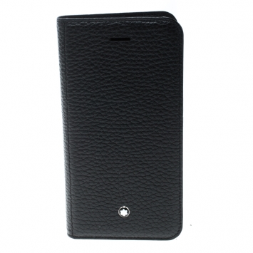 Pre Owned Montblanc Black Grain Leather Flipside Iphone 8 Case