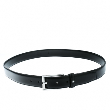 Pre Owned Montblanc Black Leather Classic Line Buckle Belt 105 CM