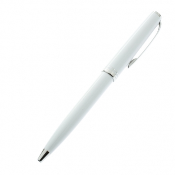 Pre Owned Montblanc White Resin Platinum Finish Ballpoint Pen
