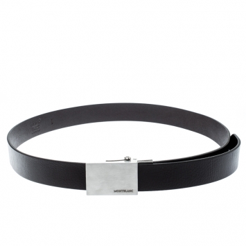 Pre Owned Montblanc Black Leather Military Buckle Belt 